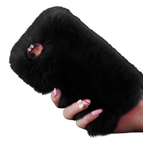 iPhone 6/ 6S Case, DaySeventh Warm Fluffy Villi Fur Plush Wool Bling Case Cover Skin For iPhone 6/ 6S 4.7inch (Black)