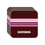 Personal Name Gift - "OLIVEROS" Set of 4 Mini-Mousepad Coasters (pink design)