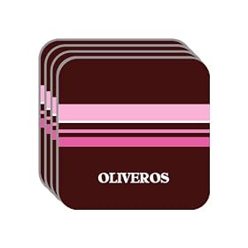 Personal Name Gift - "OLIVEROS" Set of 4 Mini-Mousepad Coasters (pink design)