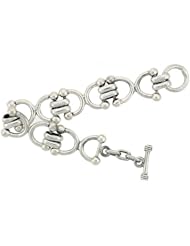 Sterling Silver Horseshoe Link Bracelet Toggle Clasp Handmade 3/4 inch wide, sizes 8, 8.5 & 9 inch