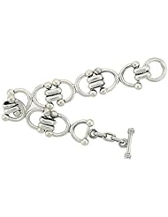 Sterling Silver Horseshoe Link Bracelet Toggle Clasp Handmade 3/4 inch wide, sizes 8, 8.5 & 9 inch