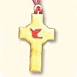 Confirmation Crucifix Necklace - Dove Image - Wood - Height: 1.0" - Red Cord