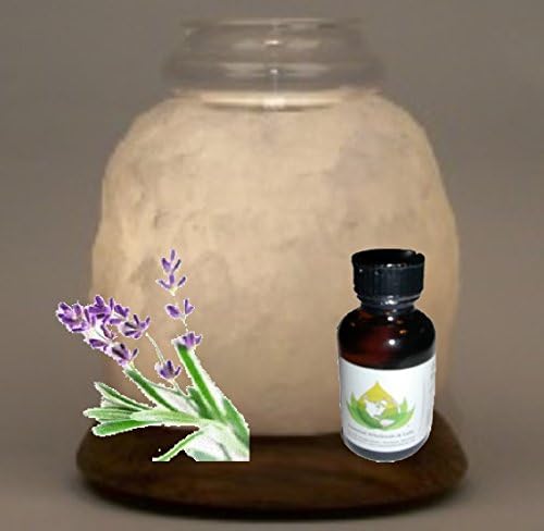 Himalayan Salt Aromatherapy Lamp (NEW and Beautiful White Crystal) with Glass Diffuser and Lavender Essential Oil