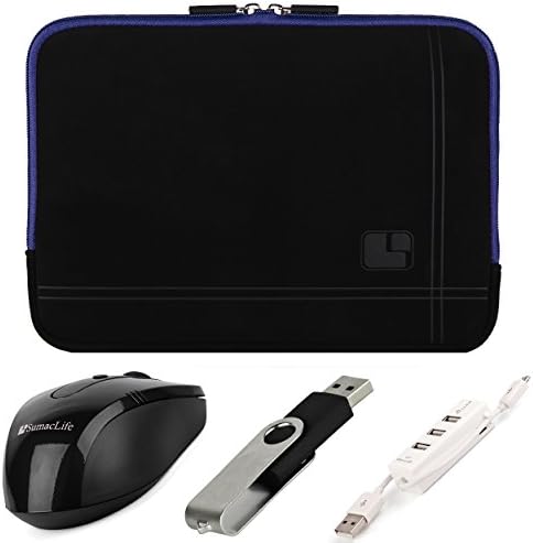 Royal Blue SumacLife Bubble Padded Carrying Sleeve for Dell 11.6 to 13.3 inch Laptops & Ultrabooks + USB Mouse + 4GB Thumbdrive + 3 Port USB Hub