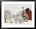 Red Barn in Fresh Snow, Whidbey Island, Washington, USA Framed Art Poster Print by Tr...
