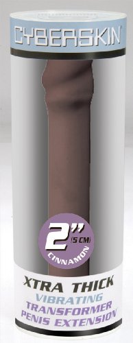 TLC CyberSkin Xtra Thick Vibrating Transformer Penis Extension, 2, Cinnamon