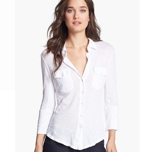 (ジェームスパース) James Perse コントラスト パネル シャツ 無地 コットン 03.ホワイト【WHT】