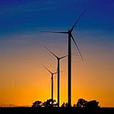 Wind Turbines Silhouettes over Blue and Orange Sky; Sunset - 18"H x 18"W - Peel and Stick Wall Decal by Wallmonkeys