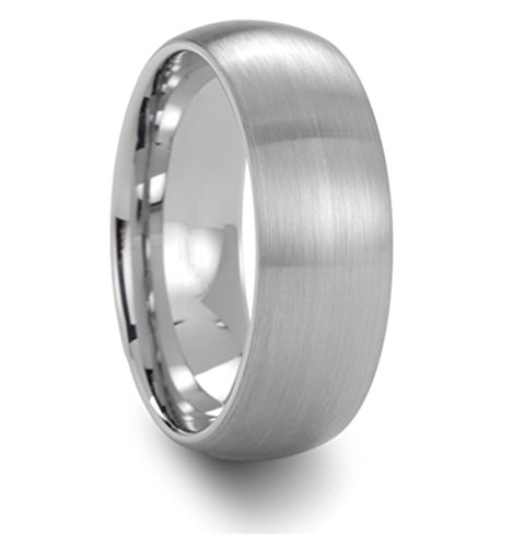 8mm Dome Brushed Men's Tungsten Metal Ring Comfort Fit Engagement Band Size 6-13