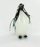 Penguin White Black Glass Art Statue Sculpture Figure