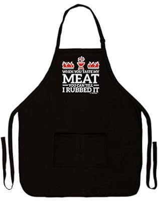When You Taste My Meat You Can Tell I Rubbed It Funny Apron for Kitchen BBQ Barbecue Cooking Grilling Tailgate Bacon Two Pocket Apron for Tailgating BBQ Grill Pit Master
