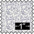 French Champagne Blue Toile 100% Silk Fabric for Dollhouse Miniatures
