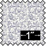 French Champagne Blue Toile 100% Silk Fabric for Dollhouse Miniatures