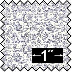 French Champagne Blue Toile 100% Silk Fabric for Dollhouse Miniatures