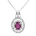 Necklace With 0.95ctw Precious Stones - Genuine Diamonds and Ruby Made of White Gold Length 18in