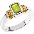 Sterling Silver and 14K Yellow Gold Peridot and Diamond Ring