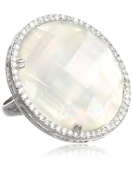 CZ by Kenneth Jay Lane 25 Cttw Round Cubic Zirconia Mother-Of-Pearl Doublet Ring, Size 7