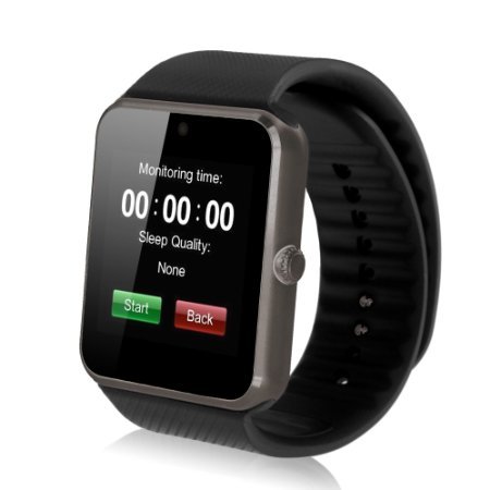 iRULU Newest SIM Card NFC Bluetooth Smart Watch Wristwatch Phone Mate Independent Smartphone, For Android (Charcoal Grey)
