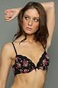 Betsey Johnson The Stretch Mesh with Point d'Espirit Demi Bra in Raven Black,Intimates for Women