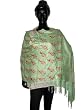 Tea Green Crewel Embroidered Kashmiri Pashmina Shawl Wrap