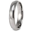 Millgrain Edge Domed Polished Titanium Ring (4mm) - Sizes 5 - 13