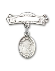 Sterling Silver Baby Badge with St. Apollonia Charm and Arched Polished Badge Pin