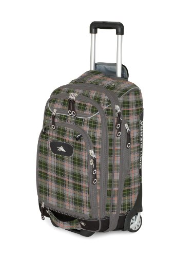 High Sierra Wheeled Carry-On Boot Bag Boot Bag, Green Gray Plaid/Black