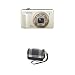 Olympus VR-340 16MP Digital Camera (White) and Leather Plaid Gray Case
