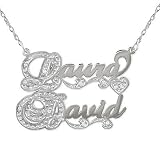 14K White or Yellow Gold 18 Diamond Couple's Name Diamond Necklace