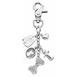 Clear Crystal Dog Bone Handbag Charm Keychain