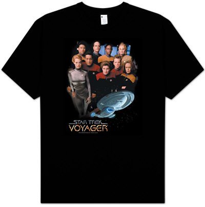 Star Trek VOYAGER CREW Awesome Adult Black T-shirt