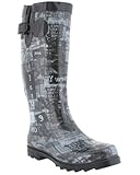 Capelli New York Shiny Paper Boy Printed Ladies Sporty Rubber Rain Boot