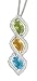 14K White Gold Hand-Crafted Designer Curve-Shaped Pendant, Enhanced with Pave Set Diamonds and Blue Topaz, Citrine and Green Amathyst, Sliding on a 16'' Cable-Chain Necklace.(GH-Color, SI-Clarity, c.t.t.w.0.32CT, Color Stones 3.32CT).