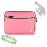 Baby Pink Amazon Kindle DX Carrying Sleeve With Extra Pocket + White Rapid Kindle DX Car Charger + Vangoddy tm, Live*Laugh*Love wrist band!!!(Kindle DX Not Included)