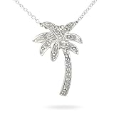 Diamond Palm Tree Pendant in .925 Sterling silver