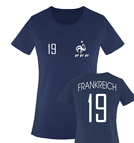 EM 2016 – TRIKOT – EM 2016 – FRANKREICH – 19 – Damen T-Shirt – Navy / Weiss Gr. M