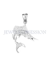 Rhodium-Plated 925 Sterling Silver Sailfish Pendant