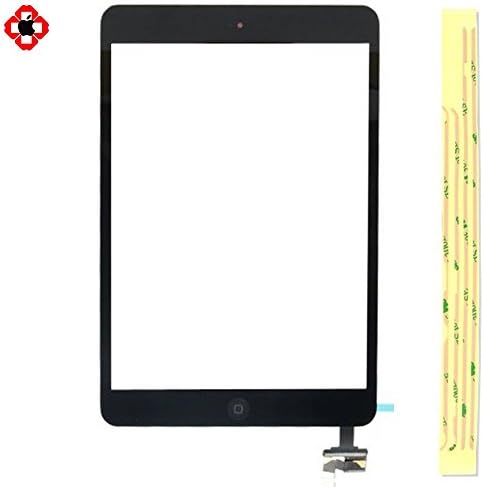 Ipad Mini 1 Touch Panel with Home Button+IC Clip,Touch Screen Digitizer,Front Glass Lens Replacement Parts with Tools+Flex Cable+Adhesive Tape+Camera Holder(black)