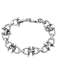 Sterling Silver Horseshoe Link Bracelet 3/4 inch wide, , sizes 8, 8.5 & 9 inch