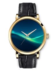 SPRAWL Aanalog Fashion Series Gold Ladies Watches of Genuine Black Leather Strap,Unique Wrist Watch for Women Girls Designed with green wave