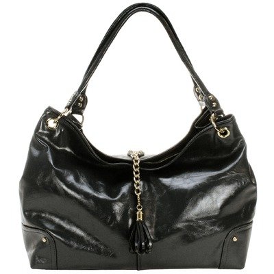 Faux Patent Leather Magnolia - Black