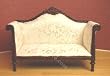 Miniature Handcarved Upholstered White Mahogany Sofa