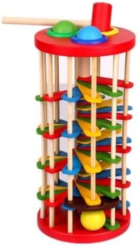 Educational Wooden Toy Rotating Knock Ball Ladder Children Birthday Gift