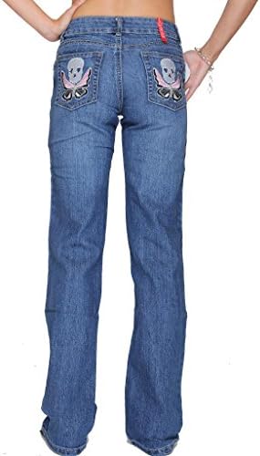 Women's New Comfortable Straight Wide Leg, Skull Pocket, Blue Stretchy Jeans / trousers (L, (10))