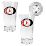 Boston Red Sox Oval Logo 2 Piece Pint Ale Glass Set with Baseball Bottom