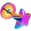 16 Gauge Rainbow Star Titanium Labret Monroe Tragus