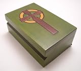 Green Celtic Cross Small Linden Wood Box