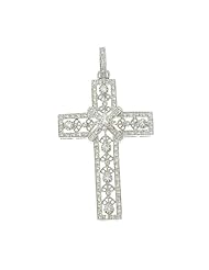 1.03CTW 18K White Gold Genuine Diamond Cross Pendant