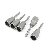 uxcell　六角ソケットのビット　5個　65mm x 14mm　グレー　 ナットスパナツール・セット