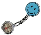 Schwesternuhr Trend Uhr Typ Smiley mit Clip hellblau Kitteluhr Krankenschwesteruhr Pflegeruhr Ansteckuhr Original Damenuhr Herrenuhr mit Clip Tiga-Med